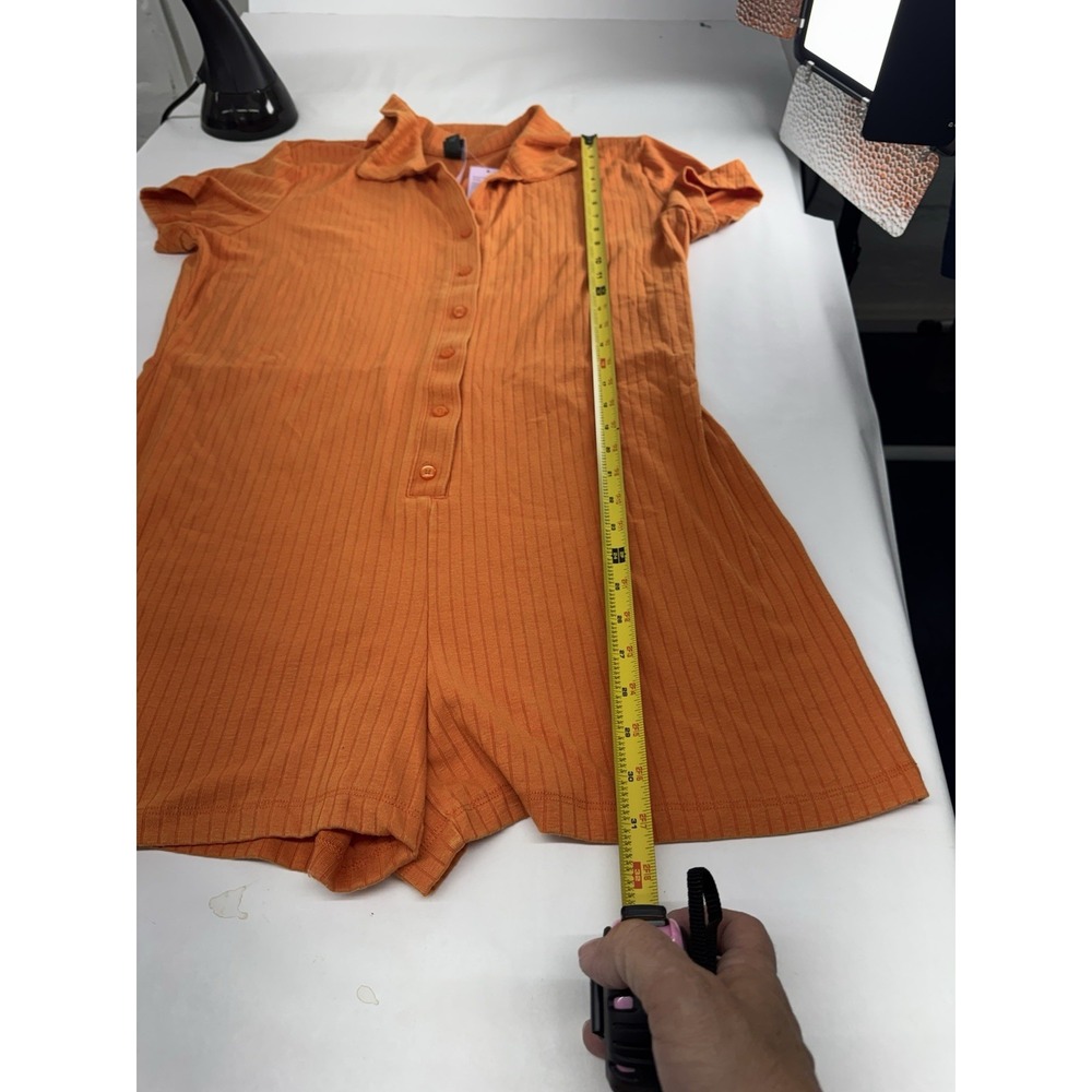 Wild Fable Orange Ribbed Button-Front Short Romper Size XXL - Picture 2 of 7